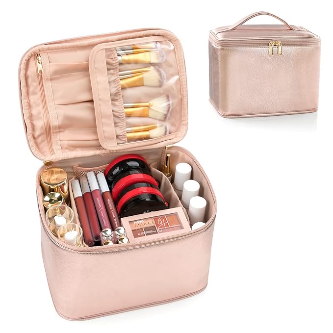 OCHEAL Makeup Bag, Large Travel Makeup Bag Cosmetic Bags for Women Traveling Washable Make Up Bag Organizer Case -Large Rose Gold