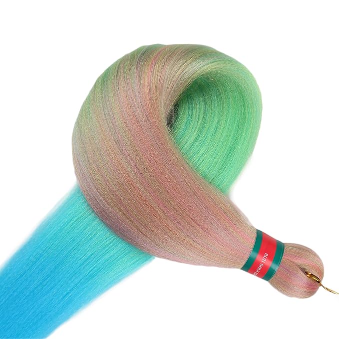 ombre Pink-Blue Pre stretched Braiding Hair 2 Packs Pre feathered Braid Hair Extensions 30 Inches Hair Braids