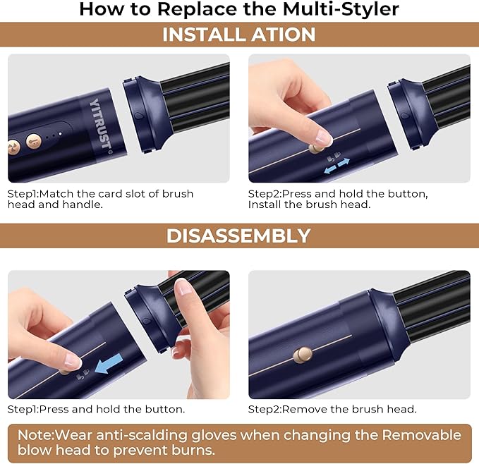 7 in ONE Hair Dryer Brush, Powerful Blow Dryer Brush with Auto- Wrap Curler, Detachable Fast Drying, Volumizing, Curling, Straightening, Ionic Hair Dryer with Diffuser, Hair Styling Tools Storage Case