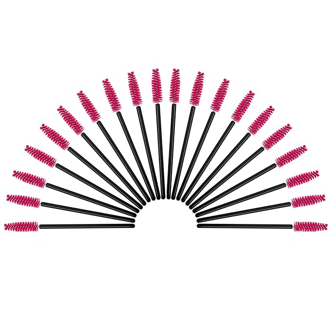 100PCS Disposable Eyelash Mascara Brushes for Eye Lashes Extension Eyebrow and Makeup(Rose)