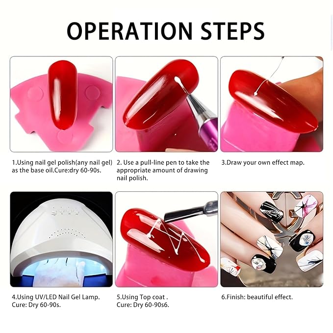 6Colors Spider Gel Nail Polish Set Wire Drawing Gel With Nail Art Brushes