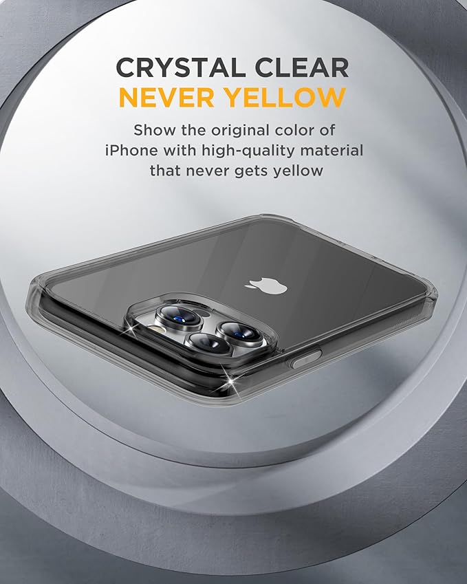 Miracase Glass Series for iPhone 15 Pro Max Case 6.7 Inch, Full-Body Drop Proof Phone Case for iPhone 15 Pro Max with Built-in 9H Tempered Glass Screen Protector + Camera Protector, Clear Black