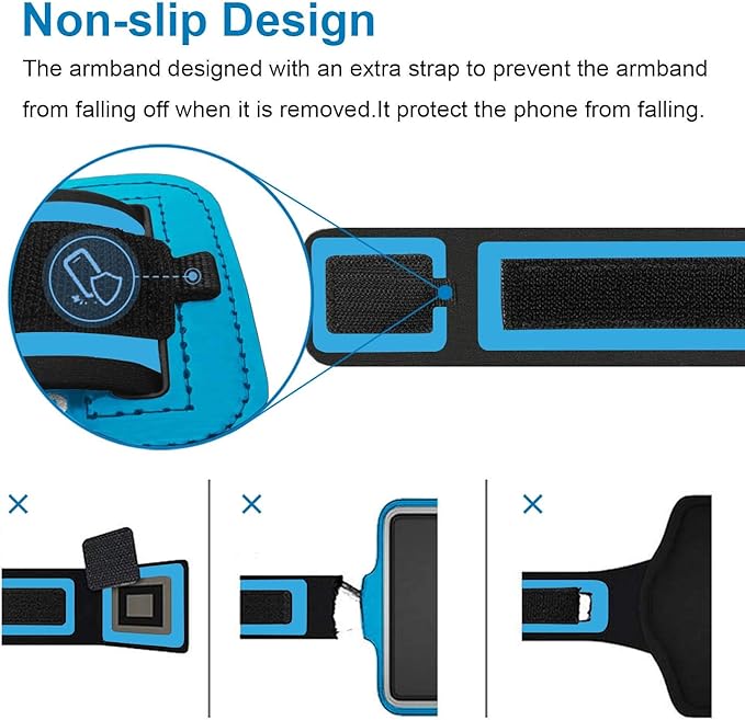 Pixel 9 Pro XL /8 Pro/7 Pro Armband, BUMOVE Gym Running Workouts Sports Phone Arm Band for Google Pixel 9 Pro XL, 8 Pro, 7 Pro, 6 Pro, with Card Holder (Blue)