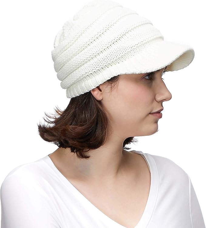 C.C Hatsandscarf Exclusives Women's Ribbed Knit Hat with Brim (YJ-131)(YJ-2023)