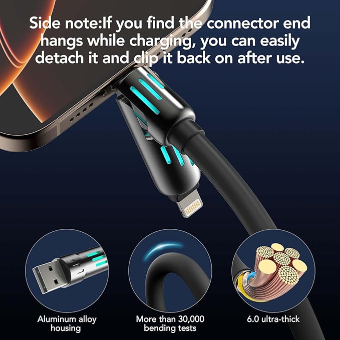 4-in-1 Universal Multi USB Charging Cable – 240W Max Fast Charger Cord with Multiple Connectors for iPhone 16/15/14/13, iPad, Samsung, MacBook, Tablets & More (Rich Black, 10Ft)