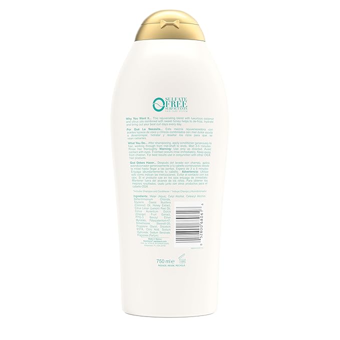 OGX Quenching + Coconut Curls, Moisturizing Conditioner for Curly Hair, Detangling, Curl Enhancing, 25.4 fl oz