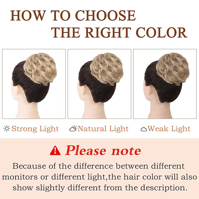 MORICA 1PCS Messy Hair Bun Hair Scrunchies Extension Curly Wavy Messy Synthetic Chignon for Women (27/613#)