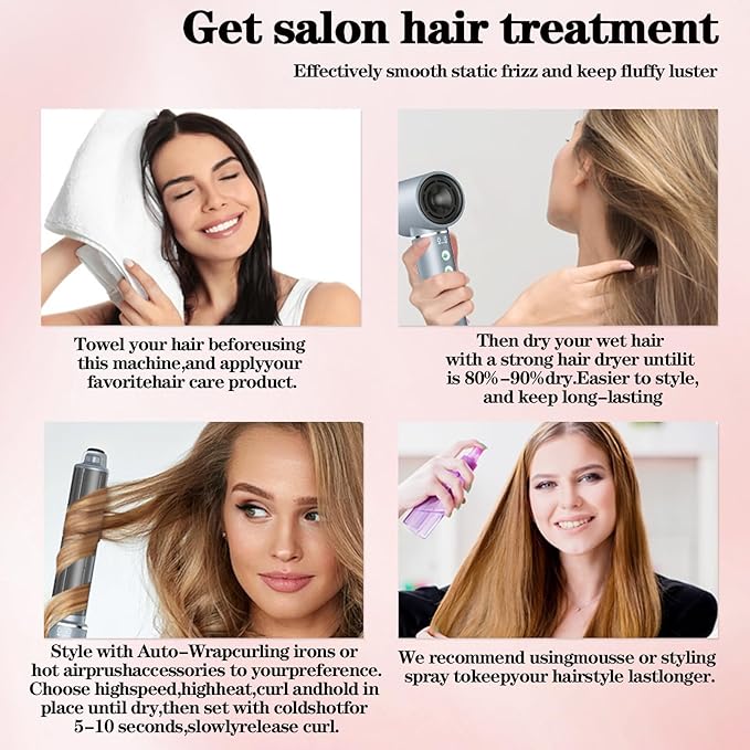 5 in 1 Hot air Blow Dryer Brush Hair Dryer Curling Wand Volumizing Brush Straightening Brush Blow Dryer Brush - Rapid Drying, Volume Boost, Ionic Smoothing, 110k RPM Motor(White)