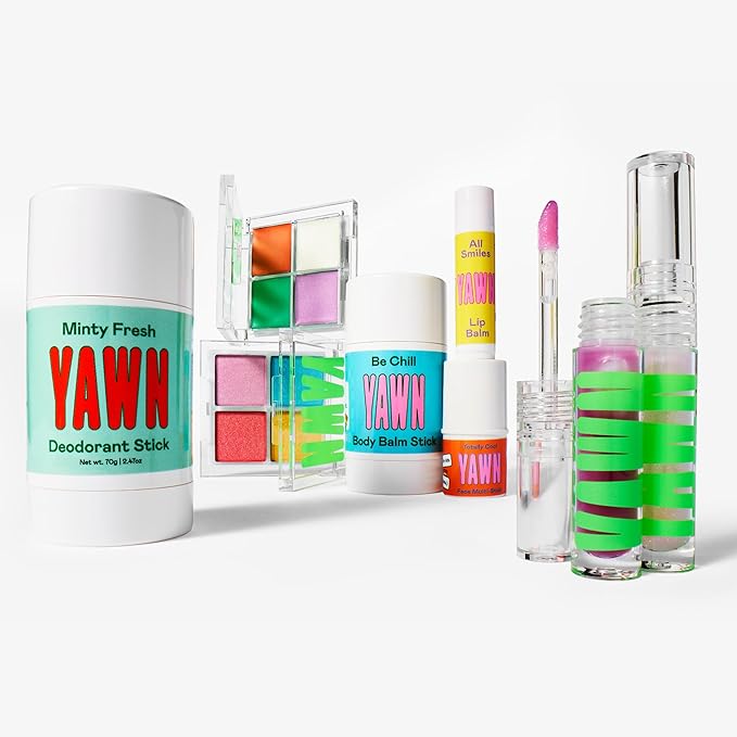 YAWN Daydreamer Lip + Cheek Palette for Kids | Talc-Free Shimmery Cream Shadows | 4 Buildable Colors for Lips, Blush & Highlighter | Non-Toxic, Cruelty-Free, Vegan | Safe for Ages 3+ | Made in USA