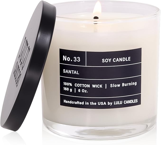 Lulu Candles | Santal | Smells Woodsy & Elegant | Luxury Scented Soy Jar Candle | Hand Poured in The USA | Highly Scented Long Lasting (6 Oz.)