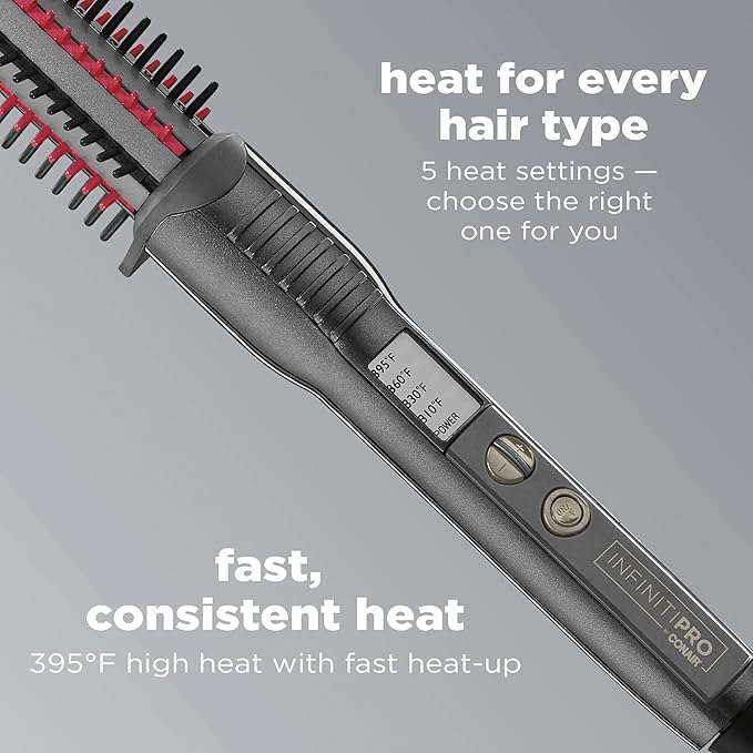 INFINITIPRO BY CONAIR Nano Tourmaline Ceramic Hot Curl Brush, 1-Inch