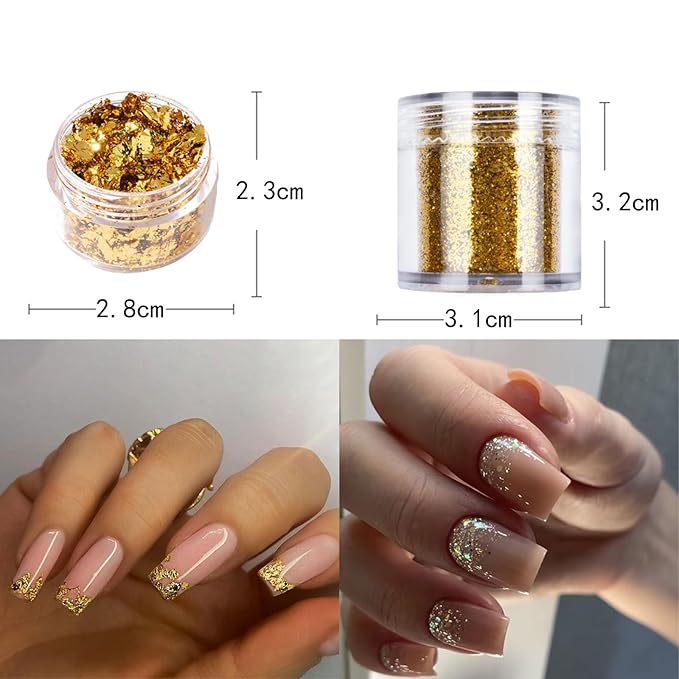Nail Art Rhinestones Flatback Gold Nail Charms Multi Shapes Crystal Nail Supplies Mixed Nail Glitter Foil Design Nail Gems Nail Accessories for Women Nail Decorations., 3.0 Count