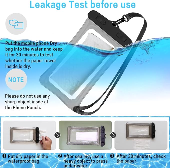 7 Pcs Waterproof Phone Pouch, Universal IPX8 Floating Waterproof Cell Phone Case Dry Bag, Compatible with Most Cell Phone on Market, Waterproof Phone Protector for Beach Swimming