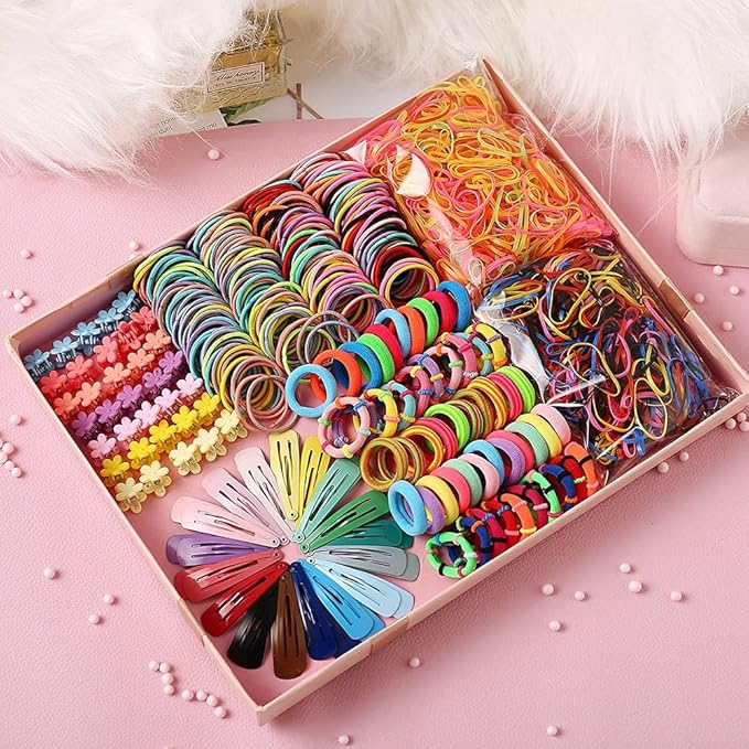 786 pcs Girls Hair Clip Tie Set Toddler Kids Accessories for Clips Colorful Ponytail Holders Rubber Bands