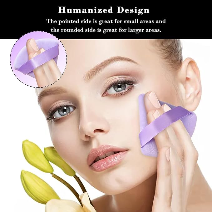 8pcs Triangular Powder Puff Face Soft Velvet Makeup Puff for Loose Powder Body Powder Makeup Sponge for Contouring Wet Dry Foundation Blender Sponge Beauty Makeup Tool.(Purple)