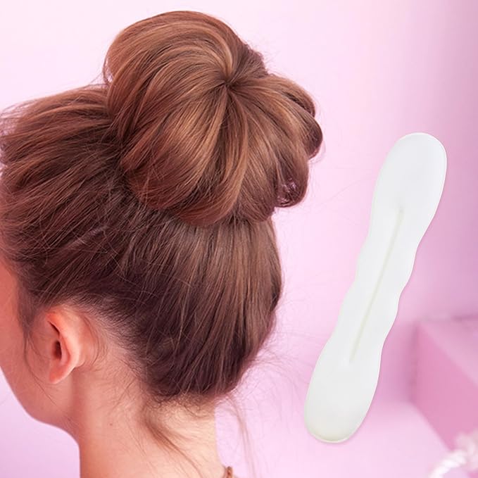 2pcs Sponge Hair Bun Maker, Hair Curler Bun Clip with 2 Sizes, Lazy Bun Updo Styling Accessories for Thin Thick Long Straight Curly Hairstyles- White