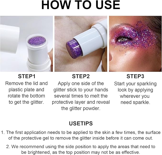 Body Glitter Stick, Chunky Glitter Gel for Face Body Hair, Face Glitter Gel Makeup, Sparkling Holographic Mermaid Sequins Paint, Waterproof Multiuse Makeup Glitter Face Paint, 05#Green