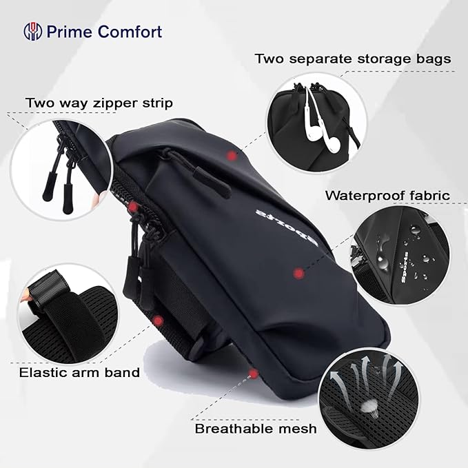 Cell Phone Holder, Small Crossbody Shoulder Holsters Bag with Arm Band, Fits iPhone and Android, Use for Running, Walking, Hiking & Biking (6.7 Inches, Red)
