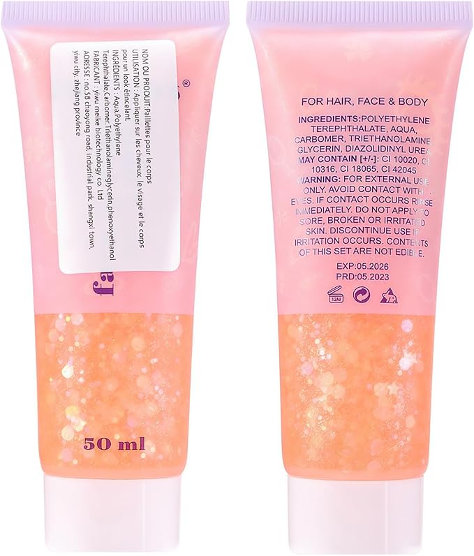DAGEDA Body Glitter Gel, Face Glitters Body Gel Sequins Shimmer Liquid Eyeshadow, Chunky Glitter for Face Hair Nails, Holographic Cosmetic Laser Powder Festival Glitter Makeup 1.7oz (Coral)