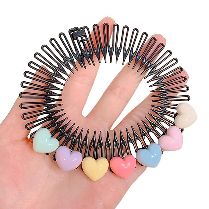 1pc Stretchy Full Circles Comb With Flowers,Stretchy Headband Holder Plastic Circular Hair Comb For Women Girls Comb Hair Clips Broken Hair Ar Hair Combs,Styling Tools and Appliances,Black