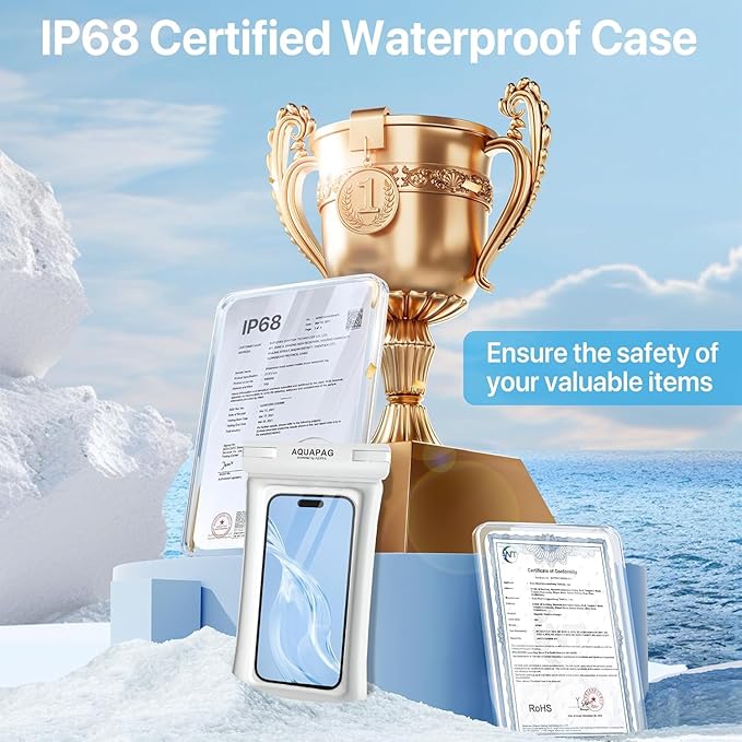 NEPHI IP68 Waterproof Phone Pouch 2 Pack-Up to 8.0",Adjustable Neck Lanyard Floating Waterproof Phone Case for iPhone,Phone Dry Bags for Vacation Beach Pool (Black Black 2 Pack)