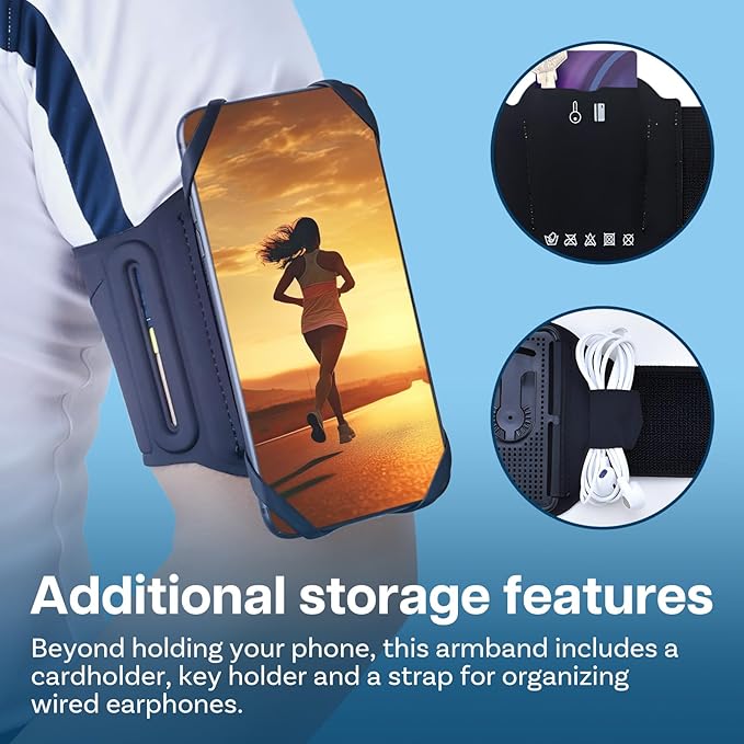 MMOBIEL Running Armband Phone Holder 360° Rotatable & Detachable – Fits iPhone 16, 15, 14, 13 Pro Max, Samsung Galaxy S25, S24, S23 – Adjustable Sports Arm Band for 4.5-7.5” Smartphones – Black