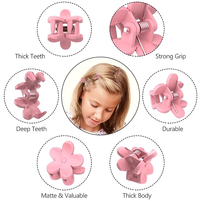 Mini Hair Clips Pack of 100 - Colorful Tiny Flower Hair Clips for Baby Toddler Girls Women, Strong Grip for Fine Hair Bangs