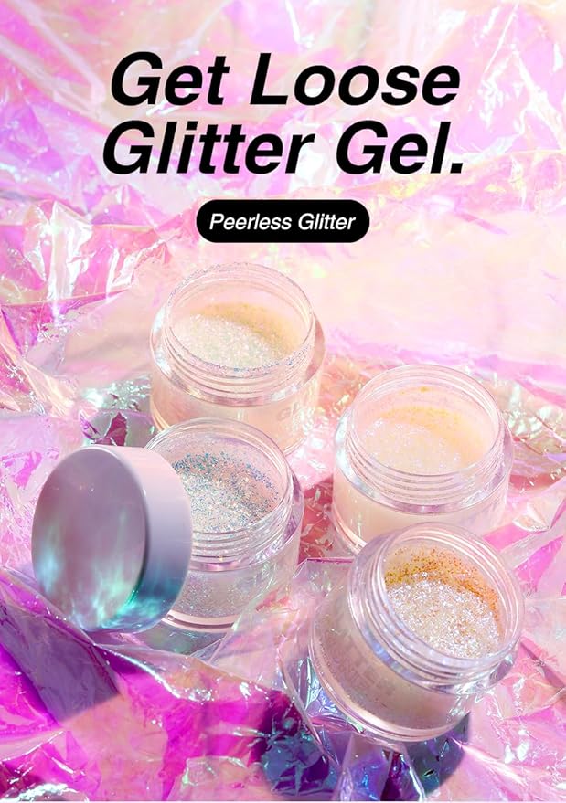 MAEPEOR Holographic Body Glitter Gel 4 Colors Long Lasting Chunky Glitter Gel Color Changing Glitter Gel Under Light for Body Face Hair Makeup (Colors L01)