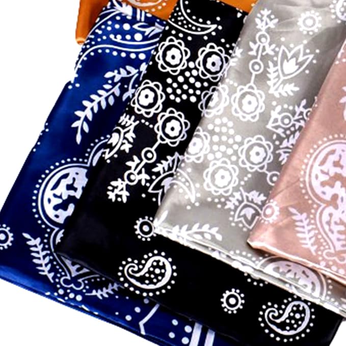 35 x 35 Women's Fashion Pattern Large Square Silk Like Hair Scarf Head Sleeping Wrap Satin Neck Bandana for Gift…