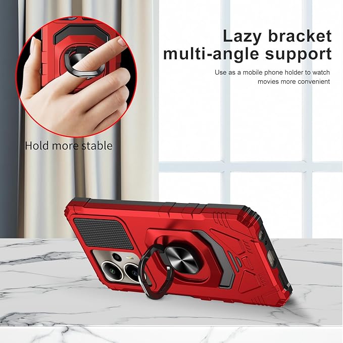 for Cricket Outlast 5G 2024 Case/AT&T Motivate Pro 5G Case with Screen Protector,Dual Layer Military Grade Protection with Ring Stand Phone Case for Cricket Outlast 5G/ATT Motivate Pro 5G Red