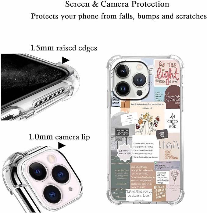 Case for iPhone 12 Pro Max with Christian Design,Christ Jesus Quotes Verse Collage Pattern,Trendy Soft TPU Bumper Phone Cover(12pm,Bible)