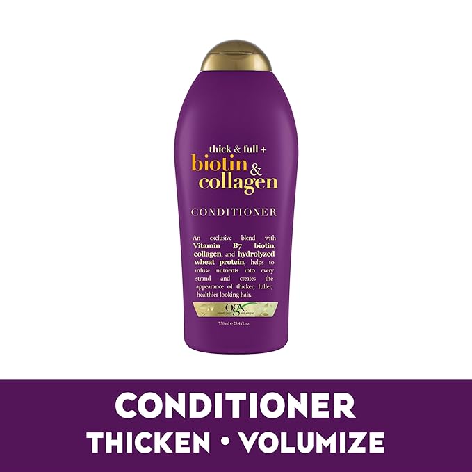 OGX Thick & Full + Biotin & Collagen Conditioner, Salon Size, 25.4 Fl Oz (Pack of 2)