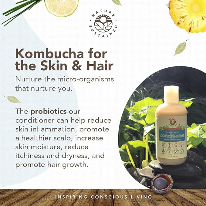 Organic Conditioner - Hypoallergenic, Chemical-Free, Sulfate Free Natural Conditioner for Dry or Damaged Hair, Raw Probiotic Hydrating Soapberry Formula, Gallon, Lemongrass