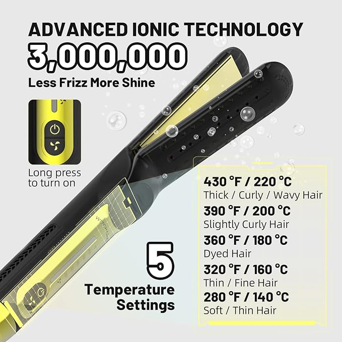 360ยฐAirflow Styler Curling Iron | Wizchark Flat Iron Curling Iron in One | 2 in 1 Hair Straightener and Curler for All Styles | Professional Curling Wand with Cooling Air Vents Dual Voltage Hair Tools