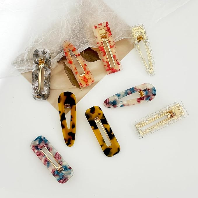 12 Pieces Acrylic Resin Marble Hair Clips Set, Decorative Pearls Hair Barrettes Sweet Decorative Bobby Pins Hairpin Headwear Hair Accessories Headwear for Women and GirlsâŚ