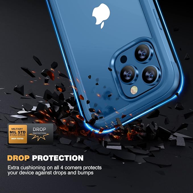 Miracase Designed for iPhone 12 Pro Max Case, Full Body Rugged Case with Built-in Touch Sensitive Anti-Scratch Screen Protector, Soft TPU Case Compatible with iPhone 12 Pro Max 6.7", Water Blue