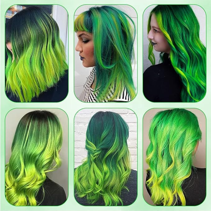 14 PCS Colored Clip In Hair Extensions 20 Inch Colorful Party Highlights Clip In Straight Rainbow Hairpieces, Halloween Cosplay Christmas New Year Gift For Women Kids Girls, Light Green