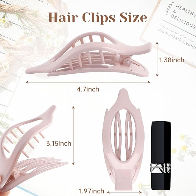 French Flat Hair Clips for Women - 6Pcs Flat Hair Claws for Thin Thick Hair Strong Hold No Slip Grip Hair Claw Clips for Women Girls (Polished(Morandi color series))