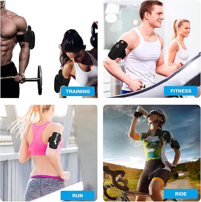 Sports Armband, Running Gym Universal Smartphone Arm Bag with Earphone Hole Multifunctional Pockets foriPhone 15, 14, 13, 12, 11 Pro Max, Xs, Xr, X, 8 Plus, SE, Galaxy S22 Ultra and More