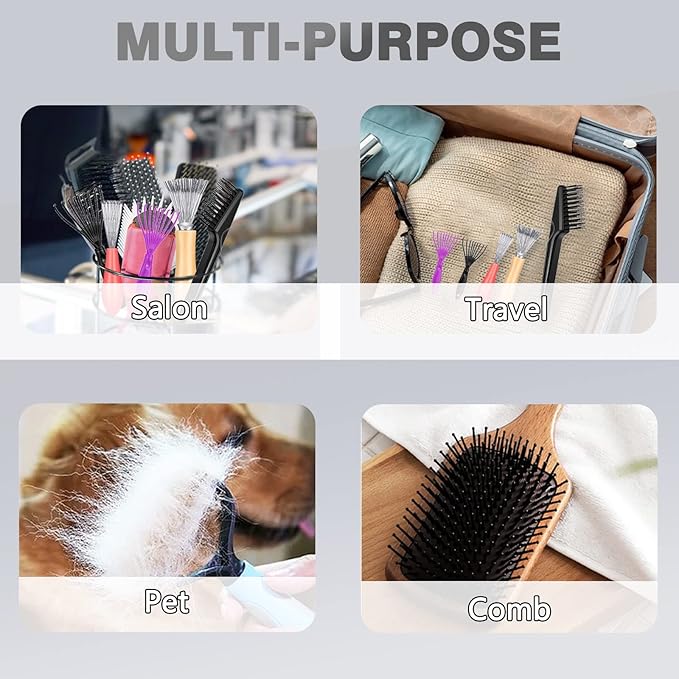 5 Pieces Hair Brush Cleaner Tool Set for Hairbrush and Comb Maintenance Remove Hair Dust Easily Ideal for Home and Salon Use, Black