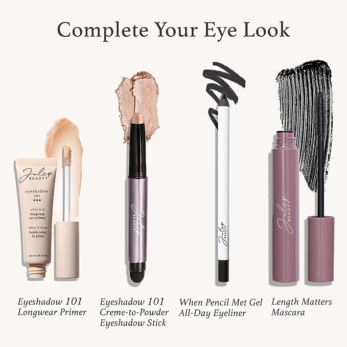 Julep Eyeshadow 101 Crème-to-Powder Waterproof Eyeshadow Stick – Silver Moonlight Shimmer – Long-Lasting, Crease-Proof, Medium Golden-Beige Shimmer Eyeshadow with Built-in Smudger