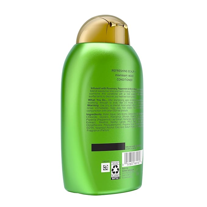 OGX Extra Strength Refreshing Scalp + Rosemary Mint Conditioner, Nourishing Hair Conditioner Infused with Rosemary Mint for Shiny, Healthy-Looking Hair, Sulfate-Free Surfactants, 13 fl. Oz