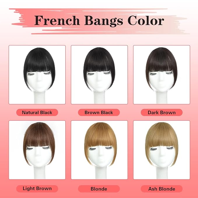 NAYOO Bangs Hair Clip in Bangs 100% Real Human Hair Extensions French Bangs Clip on Air Bangs for Women Hairpieces Curved Bangs for Daily Wear(Ash Blonde)