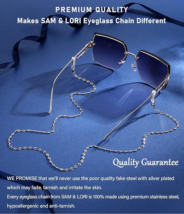 SAM & LORI Stylish Eyeglass Chain for Women-Silver/Gold/Rosegold/Black