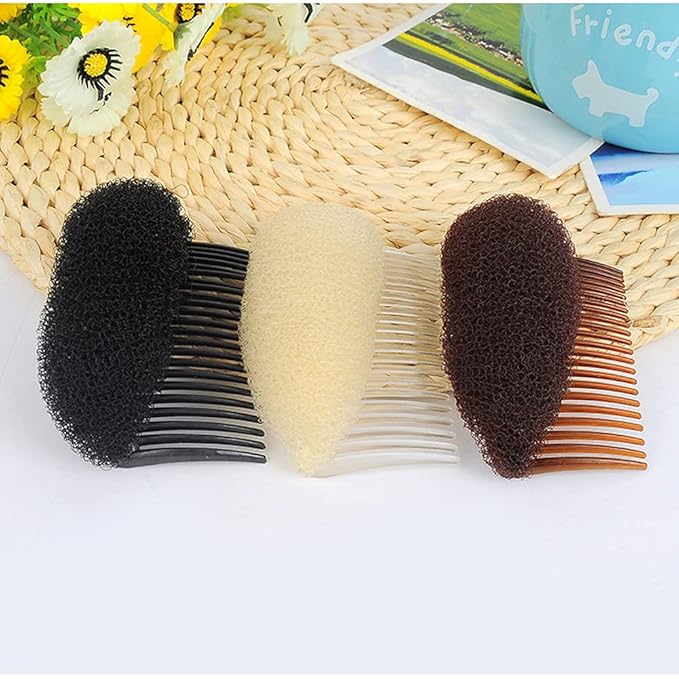2Pcs 3.3inch Charming Bump It Up Volume Inserts Sponge Foam Hair Comb Do Beehive Hair Stick Bun Maker Tool Hair Base Styling Accessories Hair Increasing Tool (Brown)