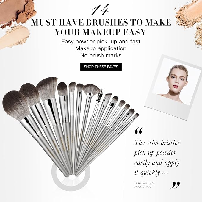 Makeup Brushes Set Makeup Foundation Brush Advanced Foundation Blush Contour Foundation Concealer Eye Shadow Brush Makeup Set (Silver)