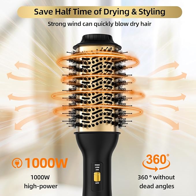 4-in-1 Hot Air Brush with Oval Barrel - Salon-Grade Styling Tool for All Hair Types