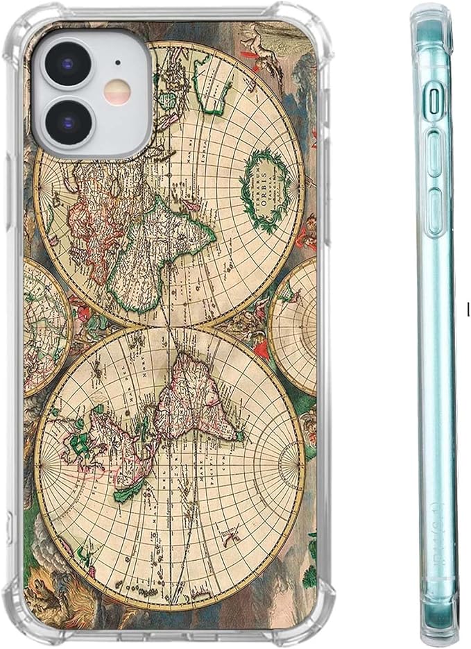 Case for iPhone 11 with Retro Art Design,Aesthetic Vintage World Map Pattern,Trendy Soft TPU Bumper Phone Cover(11,Map)
