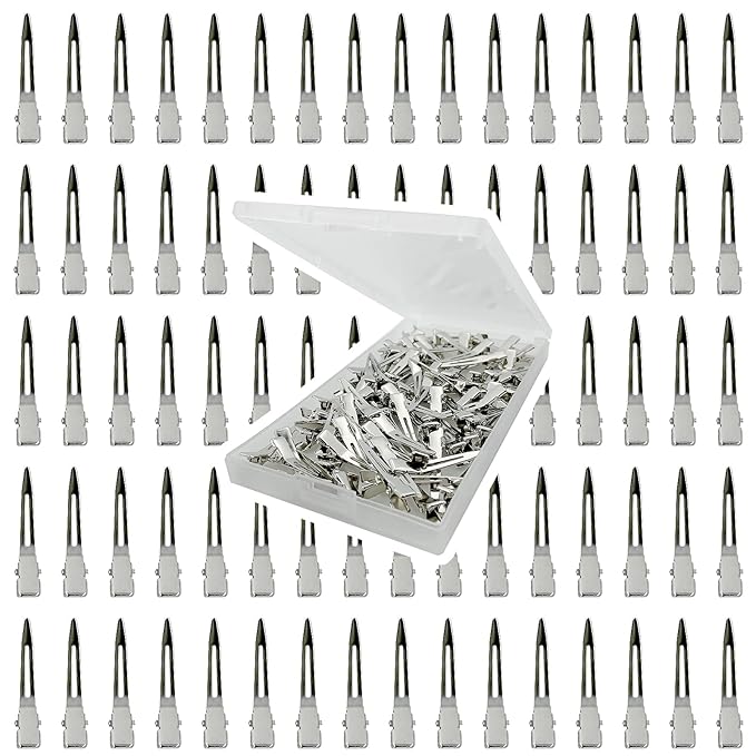 HiJeaton 90pcs Metal Duck Billed Hair Clips for Women Styling Sectioning, Silver Hair Pins for Long Hair, Alligator Curl Loc Clips for Thick Hair Roller, Salon, Bows DIY