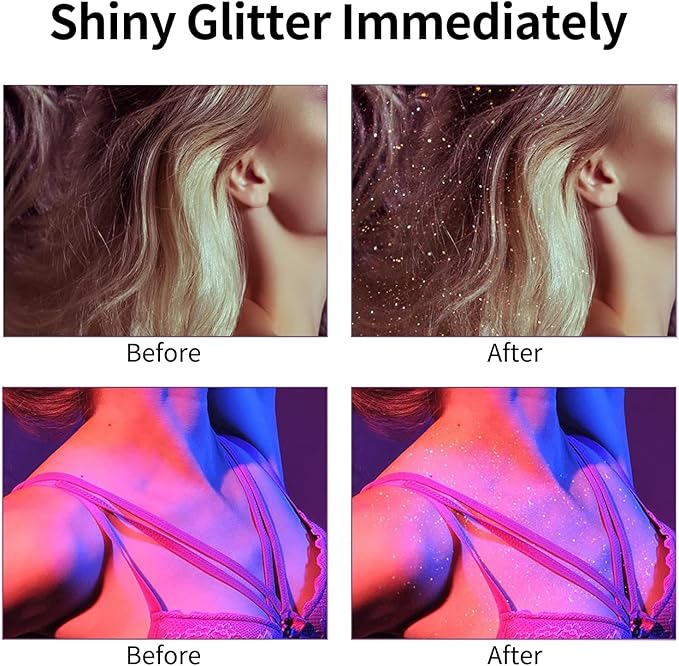 Body Glitter Spray for Hair and Clothes, Quick-Drying and Long-Lasting Shiny Spray for Stage 2.11Fl Oz